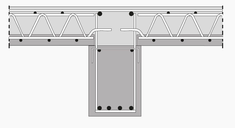 Element stropowy w połączeniu z prefabrykowanym podciągiem